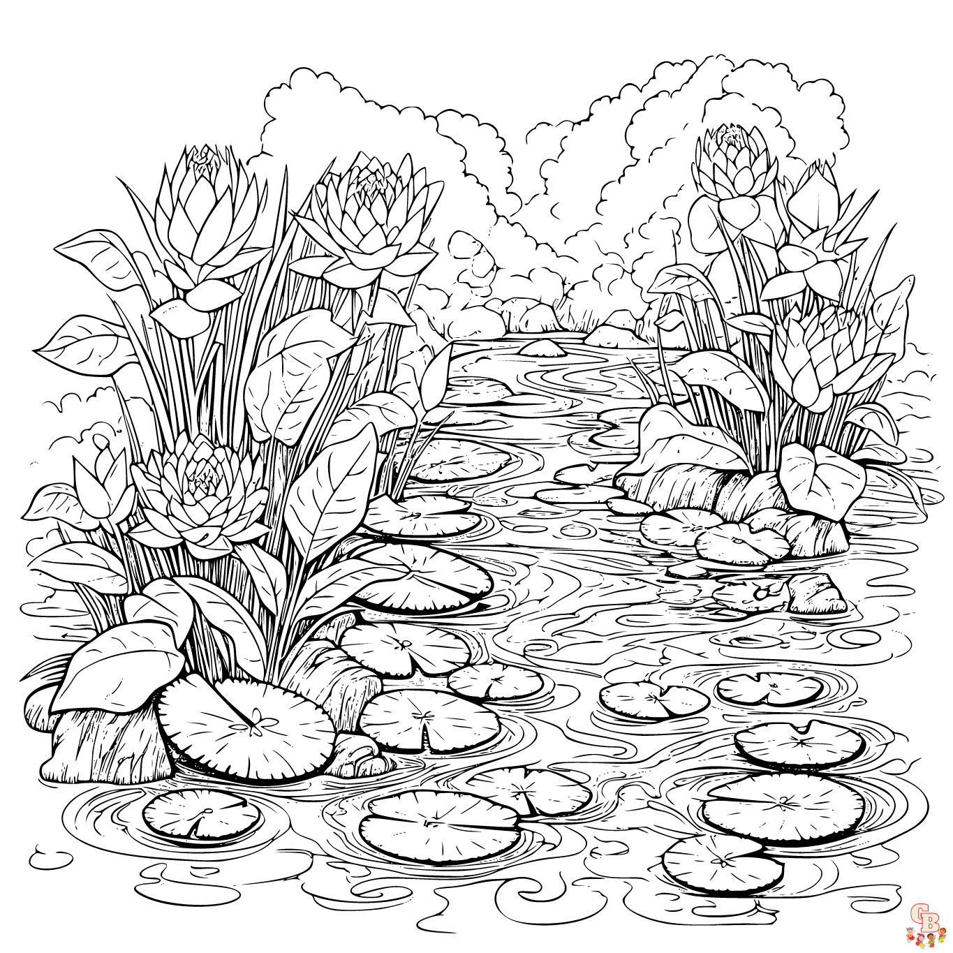 lily pads coloring pages printable