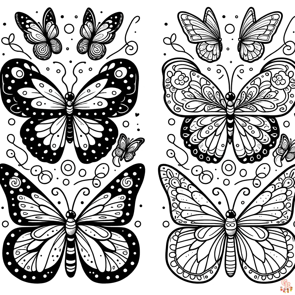 multiple butterfly coloring page