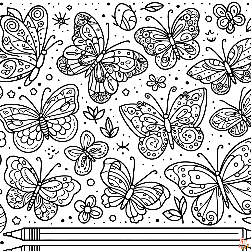 multiple butterfly coloring pages printable