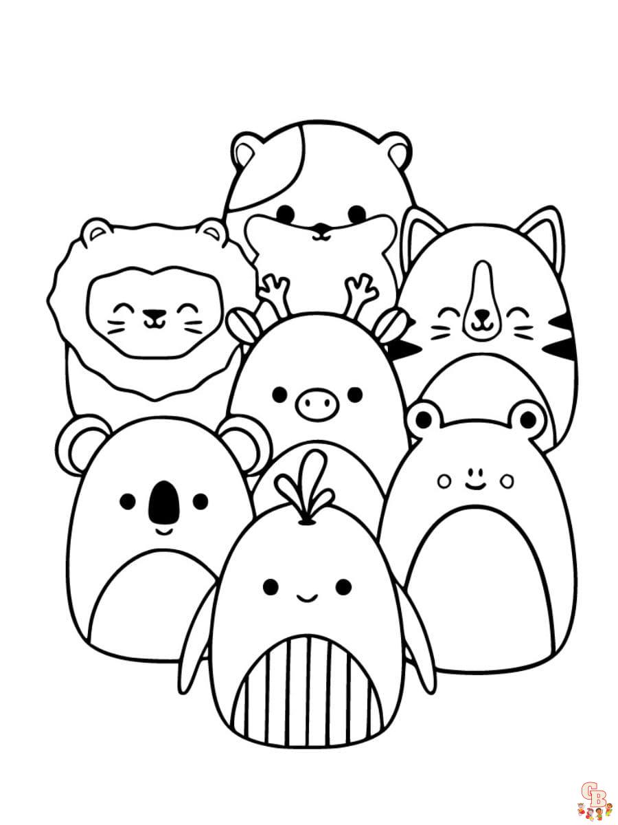 squishmallow coloring pages cute