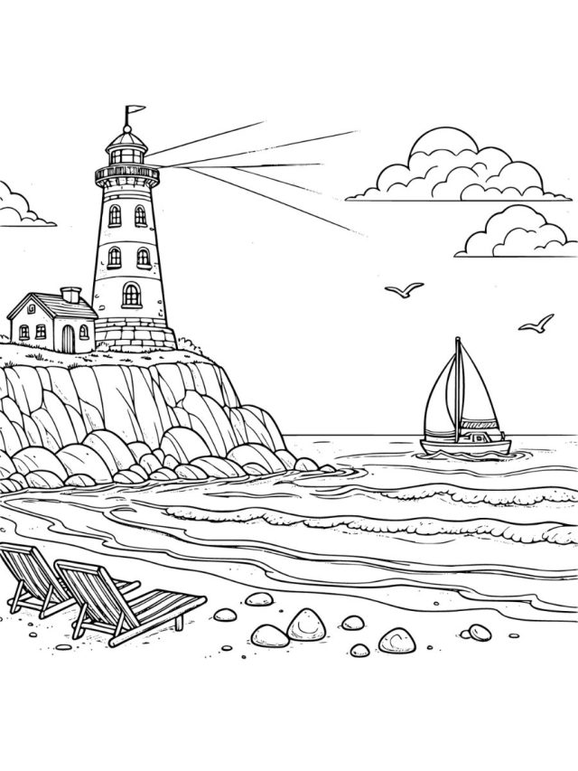 Free Beach Coloring Pages for Kids | GBcoloring