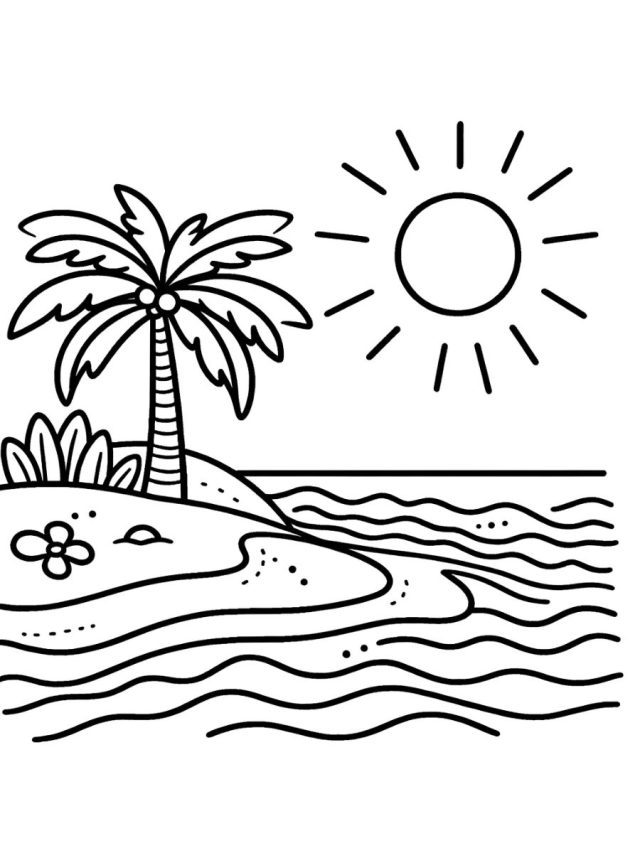 Free Beach Coloring Pages for Kids | GBcoloring