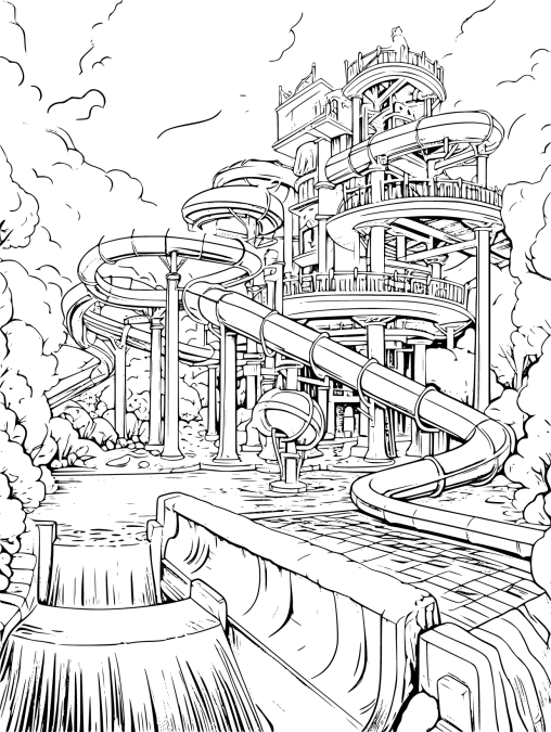 Printable Waterpark Coloring Pages Free For Kids And Adults