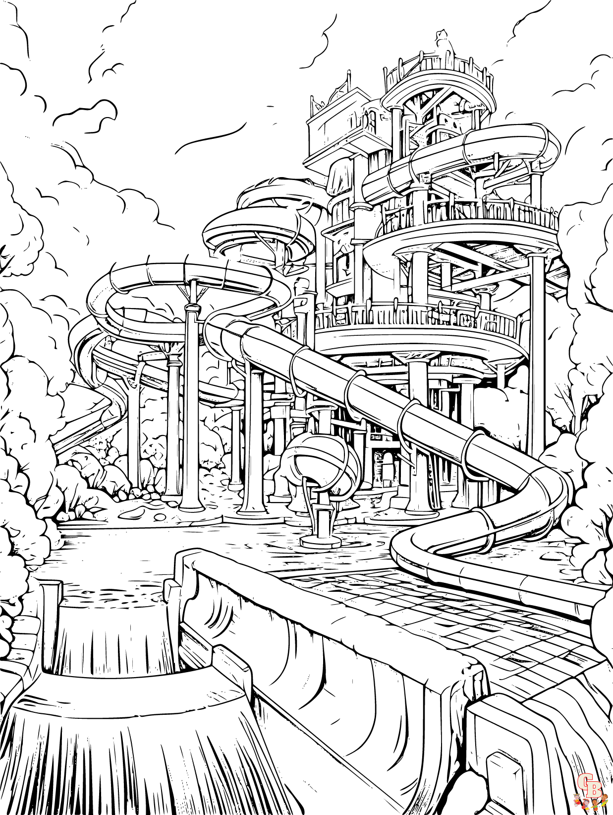 waterpark coloring pages printable