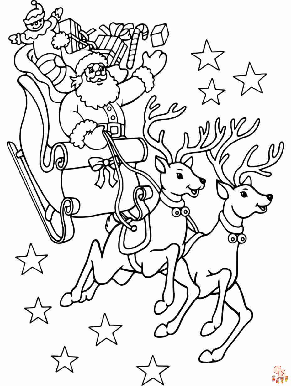 santa's reindeer coloring pages