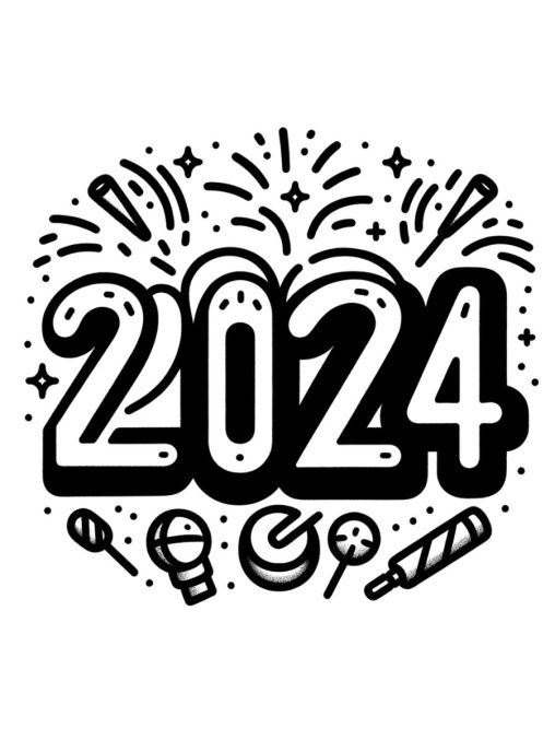 Printable New Years coloring pages 2024 Free for Kids And Adults