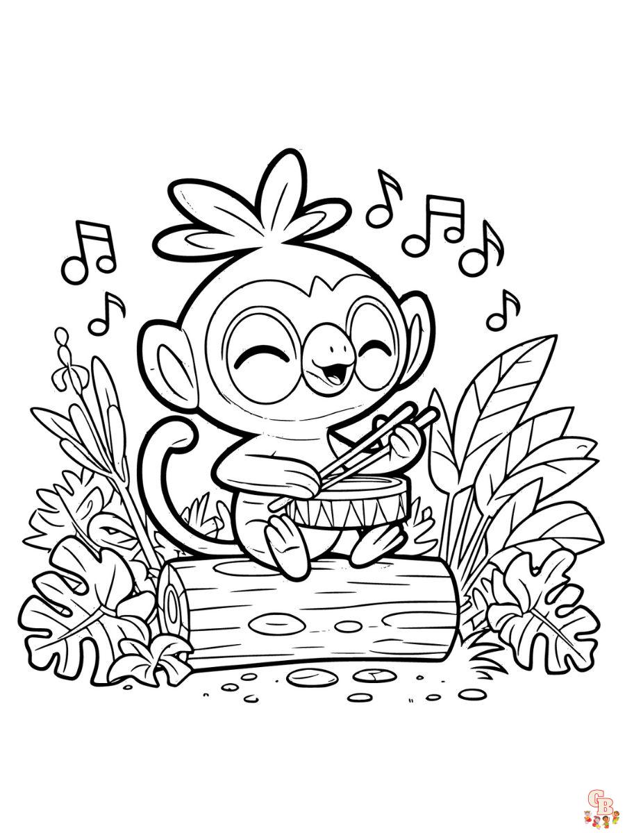 Grookey coloring pages