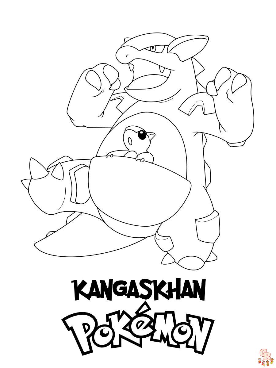 Kangaskhan mega pokemon coloring pages