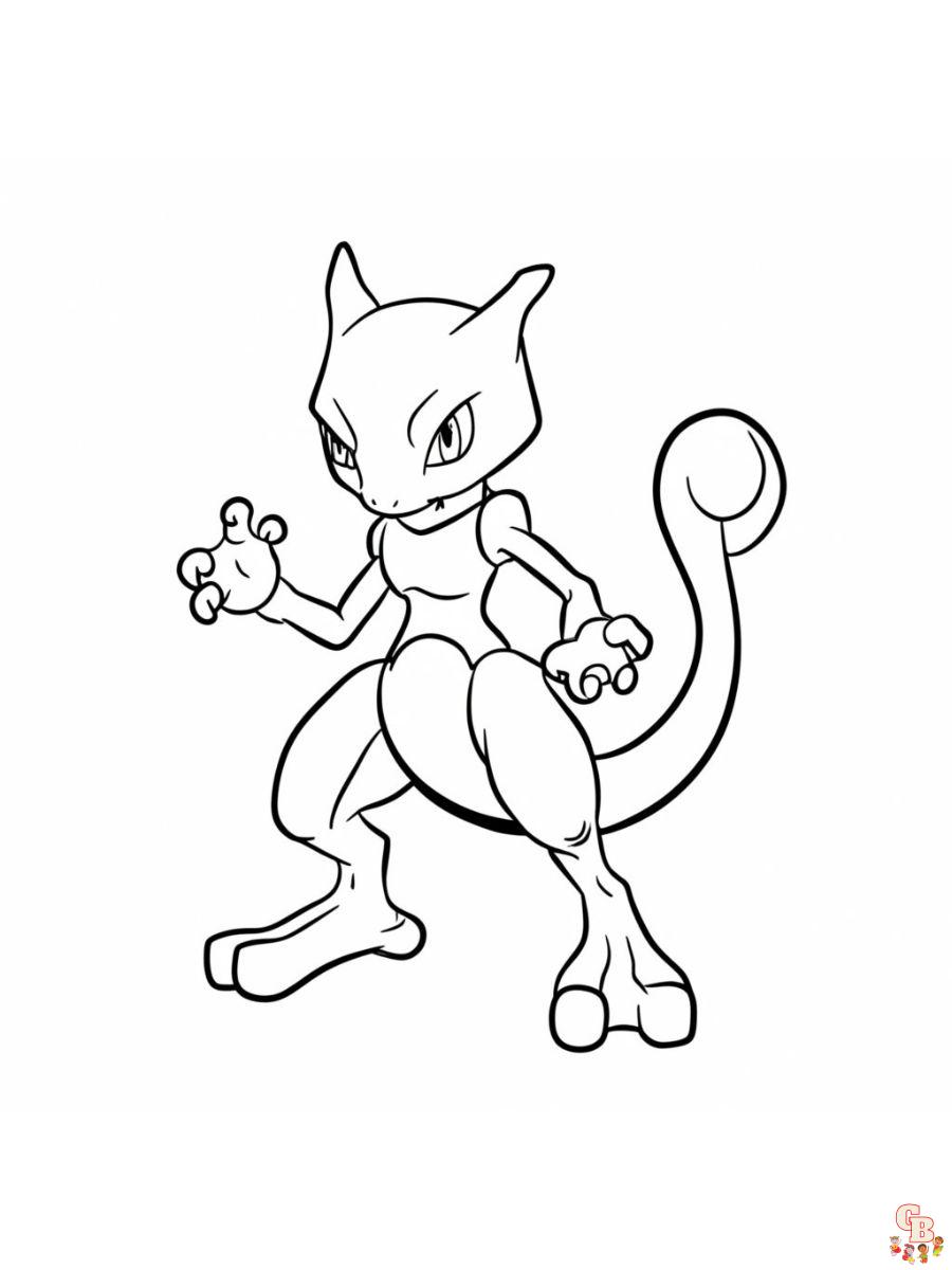 Mewtwo legendary pokemon coloring pages