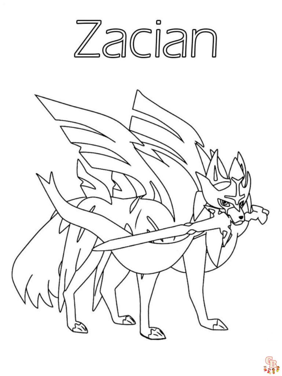 Zacian legendary pokemon coloring pages