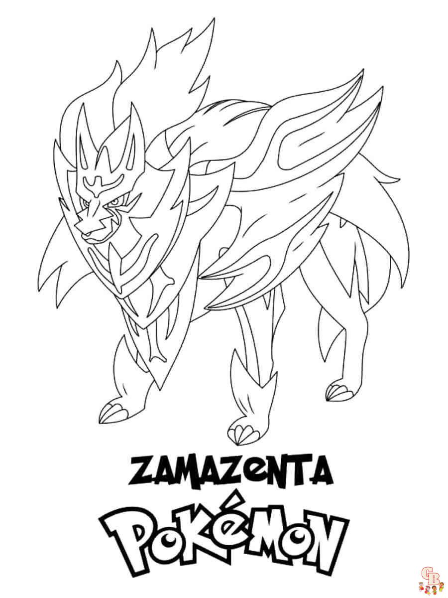 Zamazenta legendary pokemon coloring pages