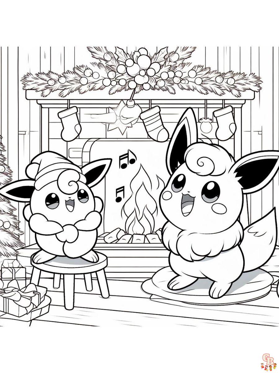 christmas color pages pokemon