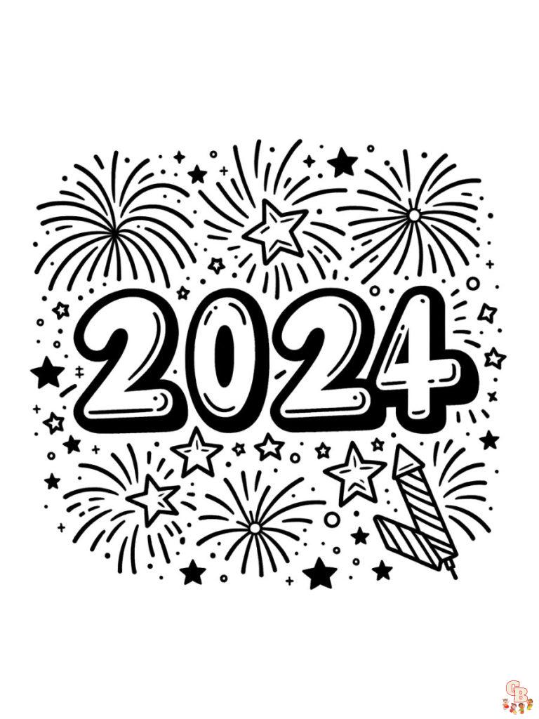 Printable New Years coloring pages 2024 Free for Kids And Adults