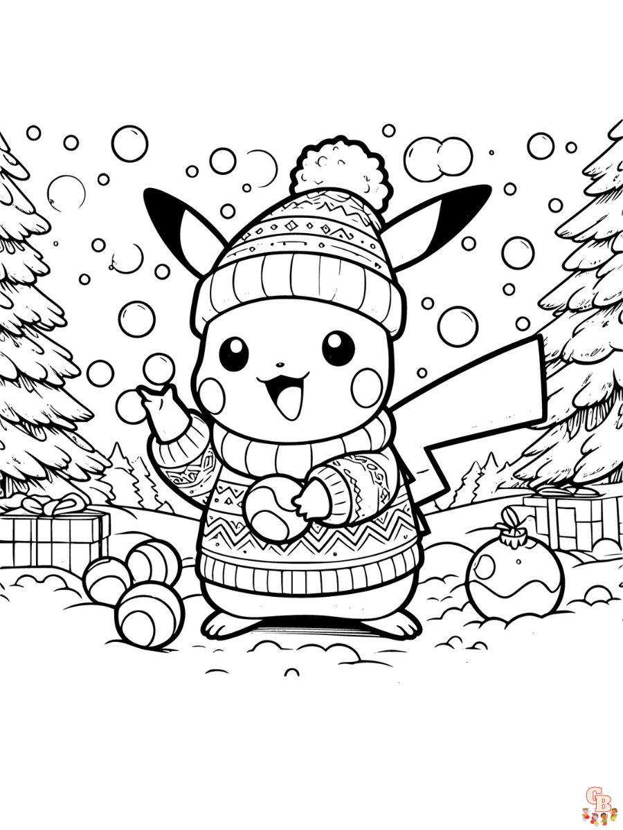 free printable pokemon christmas coloring pages