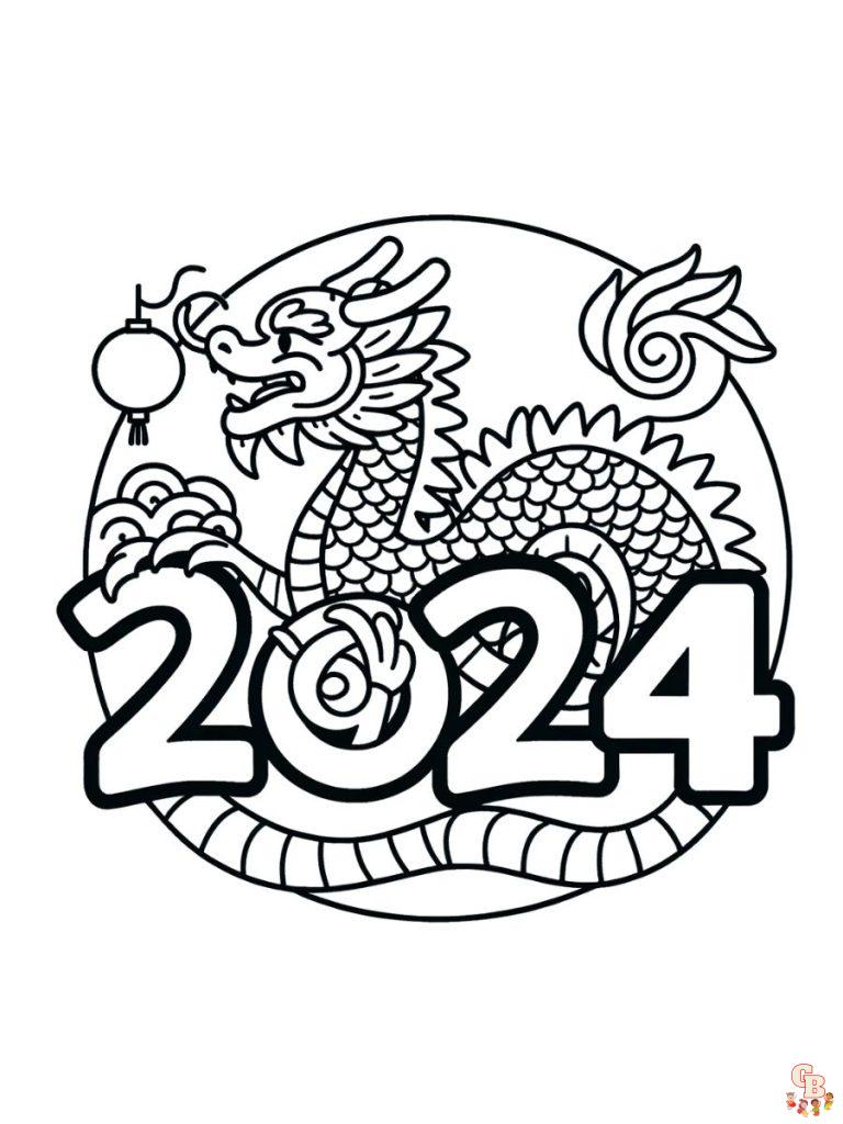 Printable New Years coloring pages 2024 Free for Kids And Adults