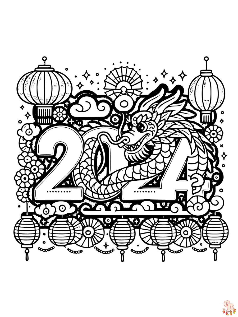 New Years coloring pages 2024