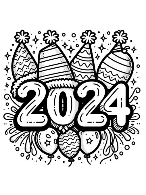 Printable New Years Coloring Pages 2024 Free For Kids And Adults