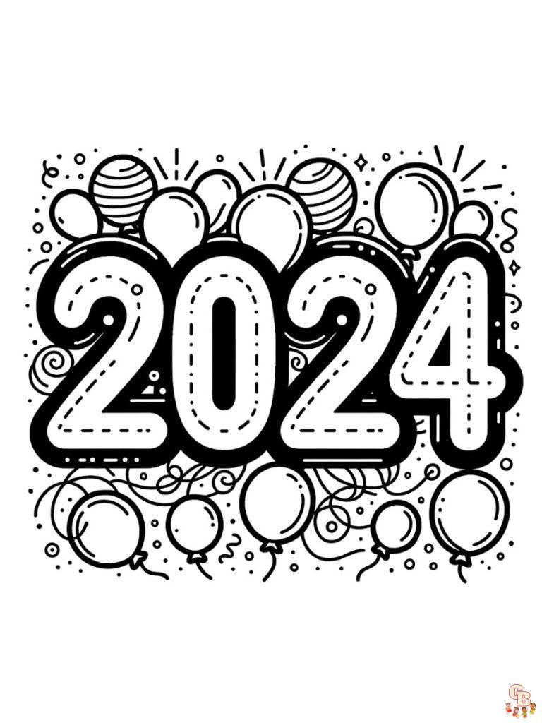 Printable New Years coloring pages 2024 Free for Kids And Adults