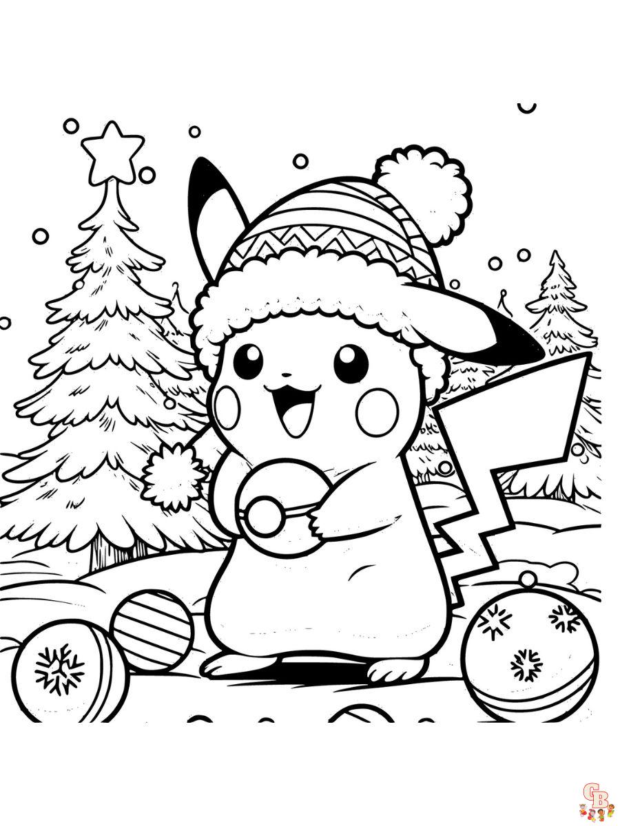 pokemon christmas coloring page