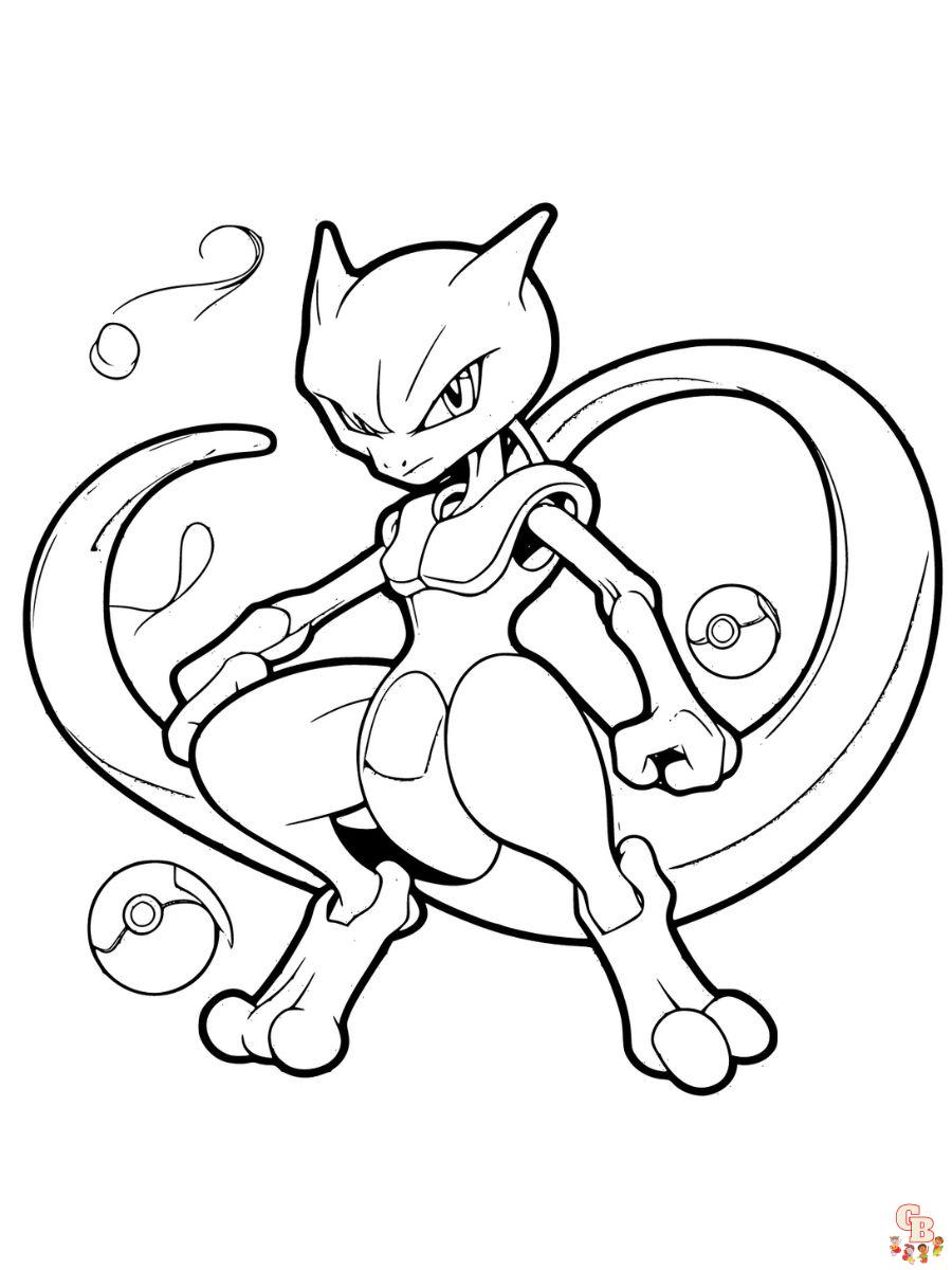 Desenho de Mewtwo de Pokemon para colorir