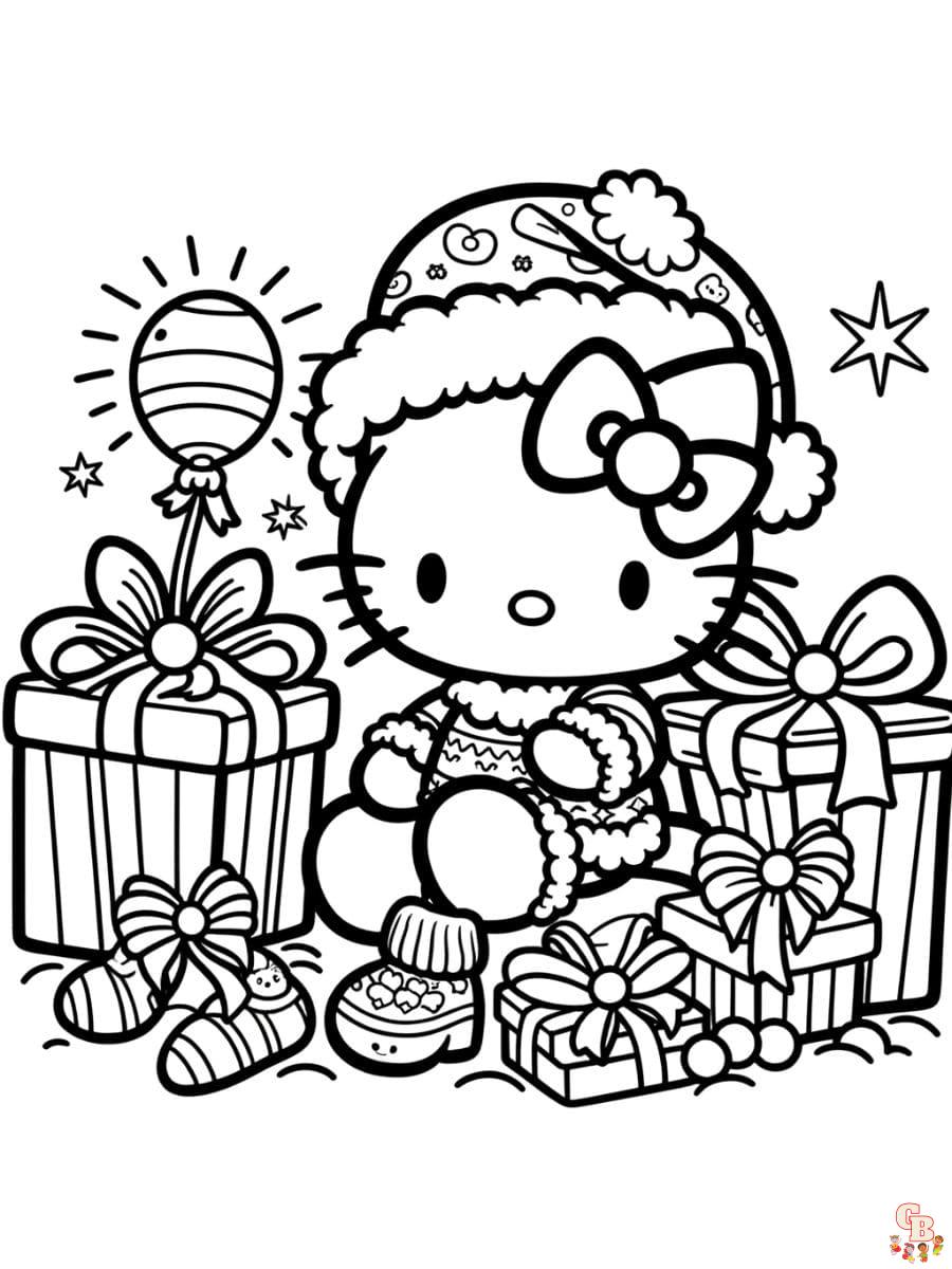 Christmas Hello Kitty color pages free