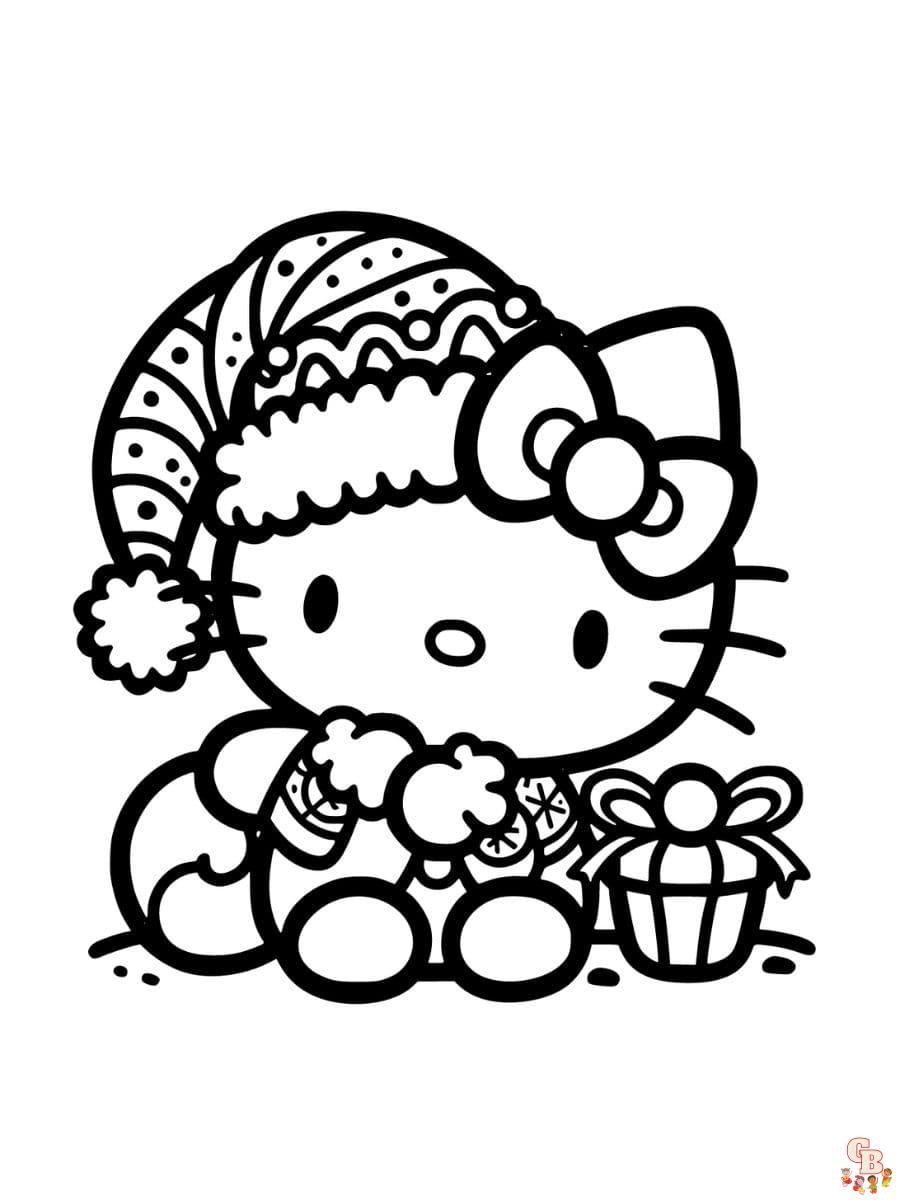 Christmas Hello Kitty coloring pages printable