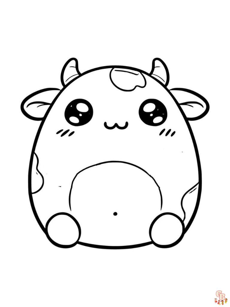 Printable Squishmallow Cow Coloring Pages Free For Kids