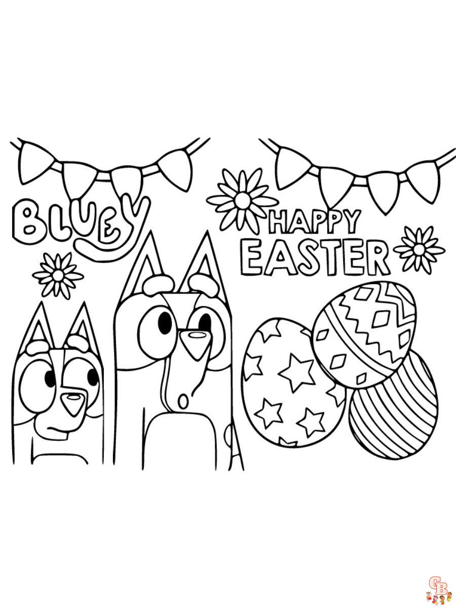 Easter Bluey coloring pages free