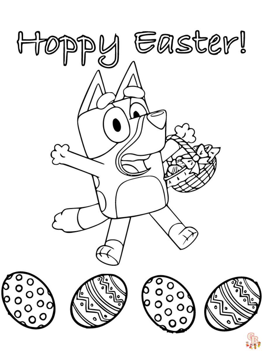 Easter Bluey coloring pages printable