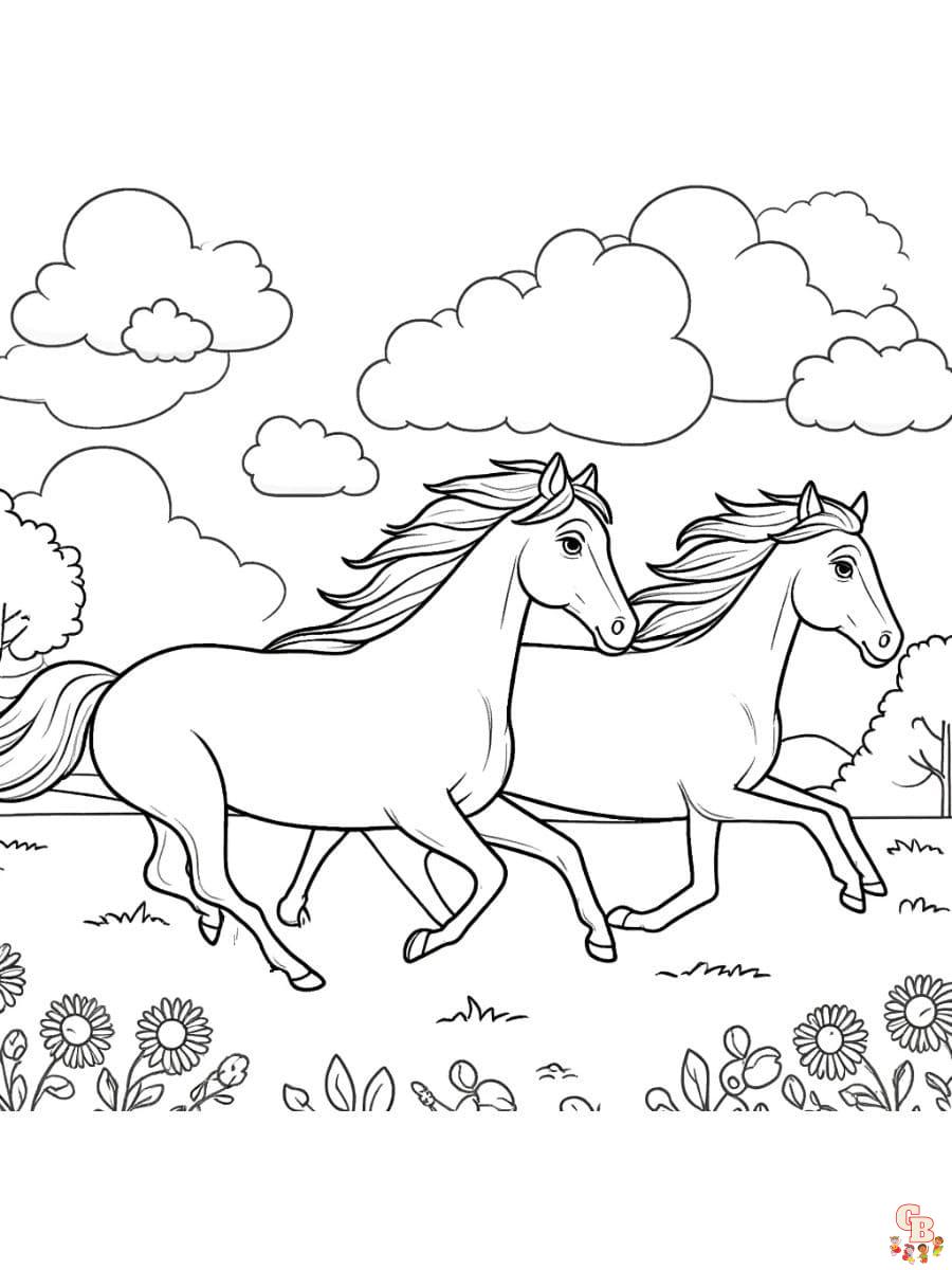Easy horse farm coloring pages