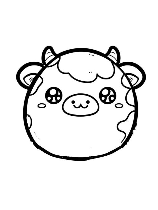 Printable Squishmallow Cow Coloring Pages Free for Kids