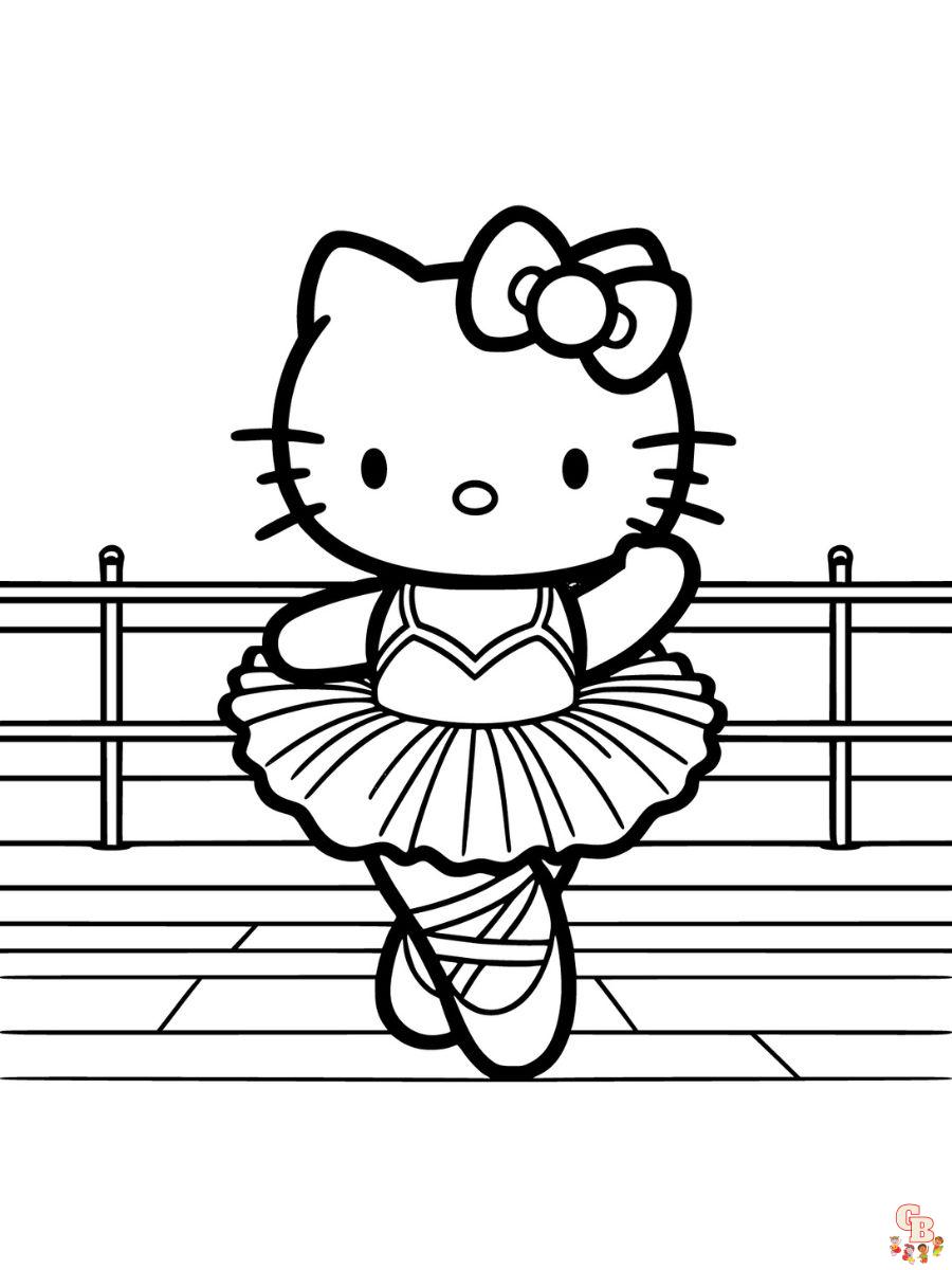 Free ballerina hello kitty coloring pages