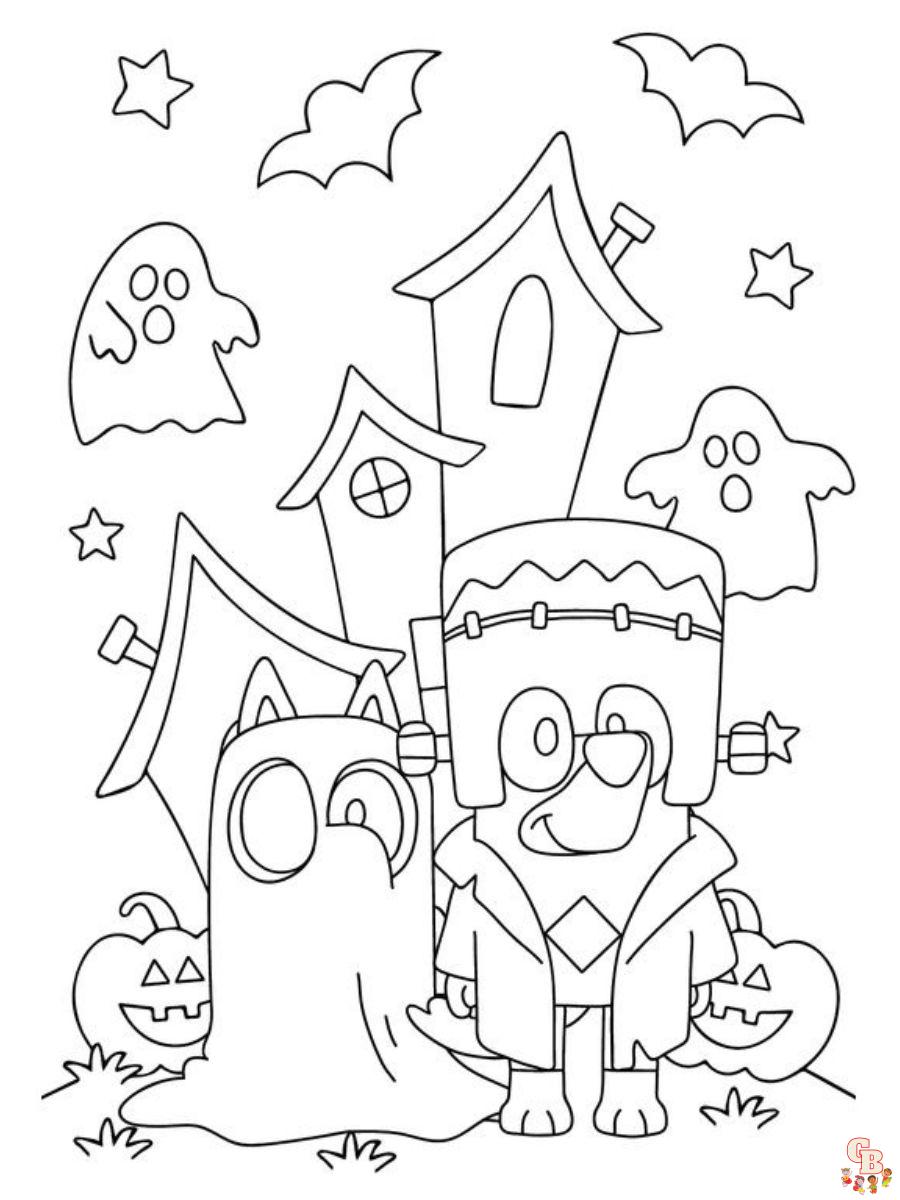 Dibujos de Halloween de Bluey gratis para colorear imprimibles