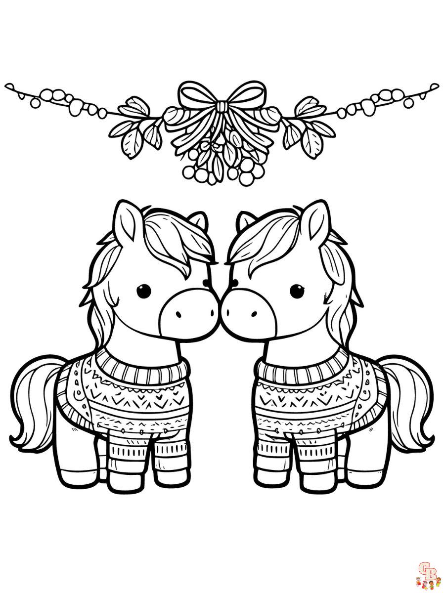 Free christmas horse coloring pages