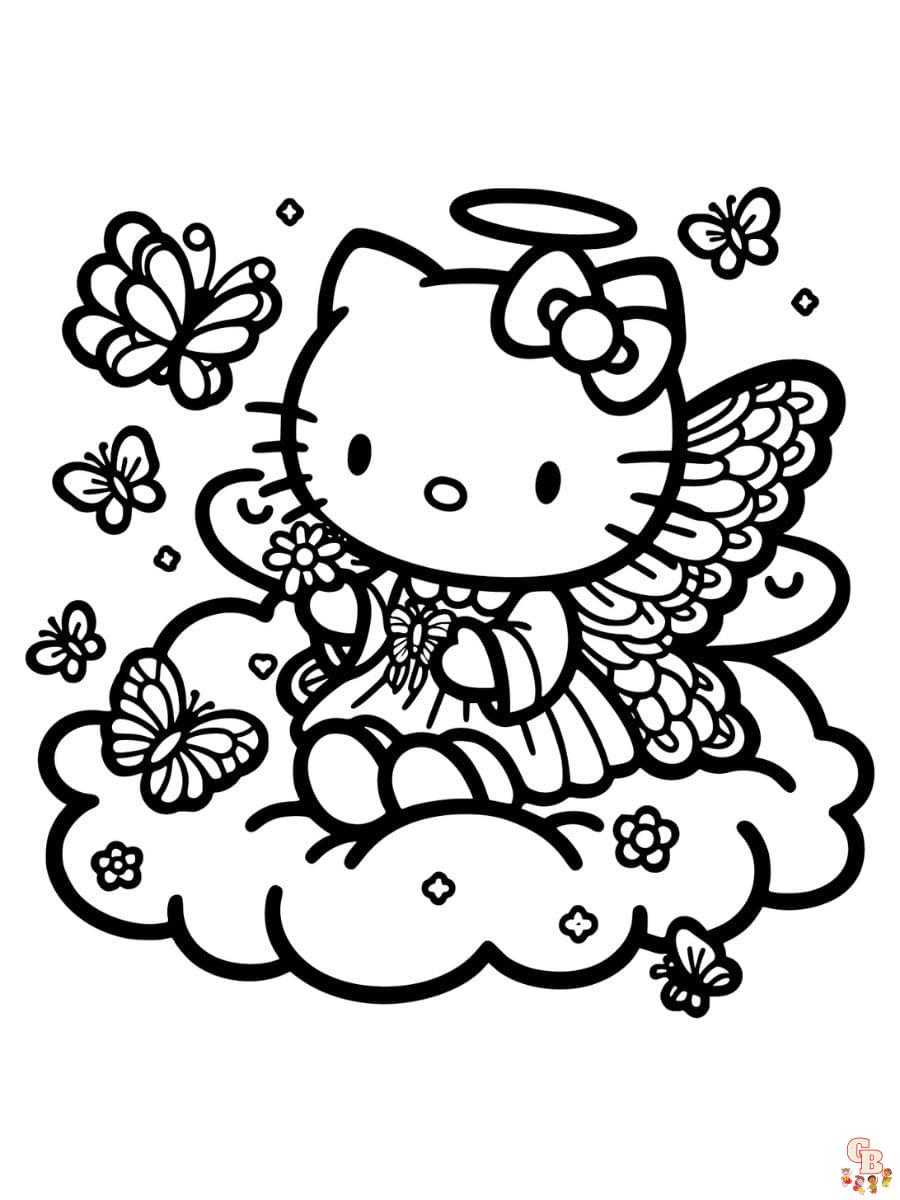 Free hello kitty angel coloring page free printable