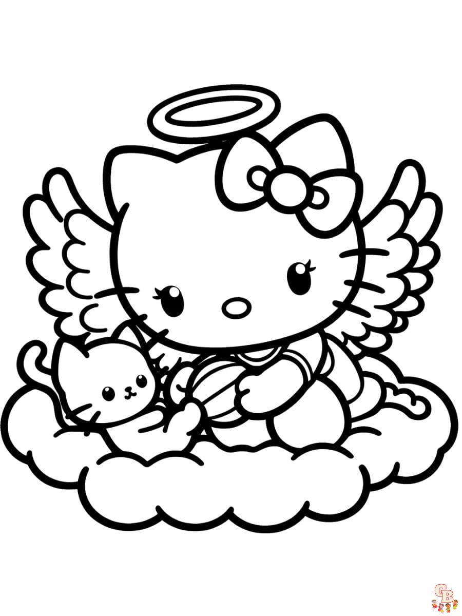 Free hello kitty angel coloring pages cute