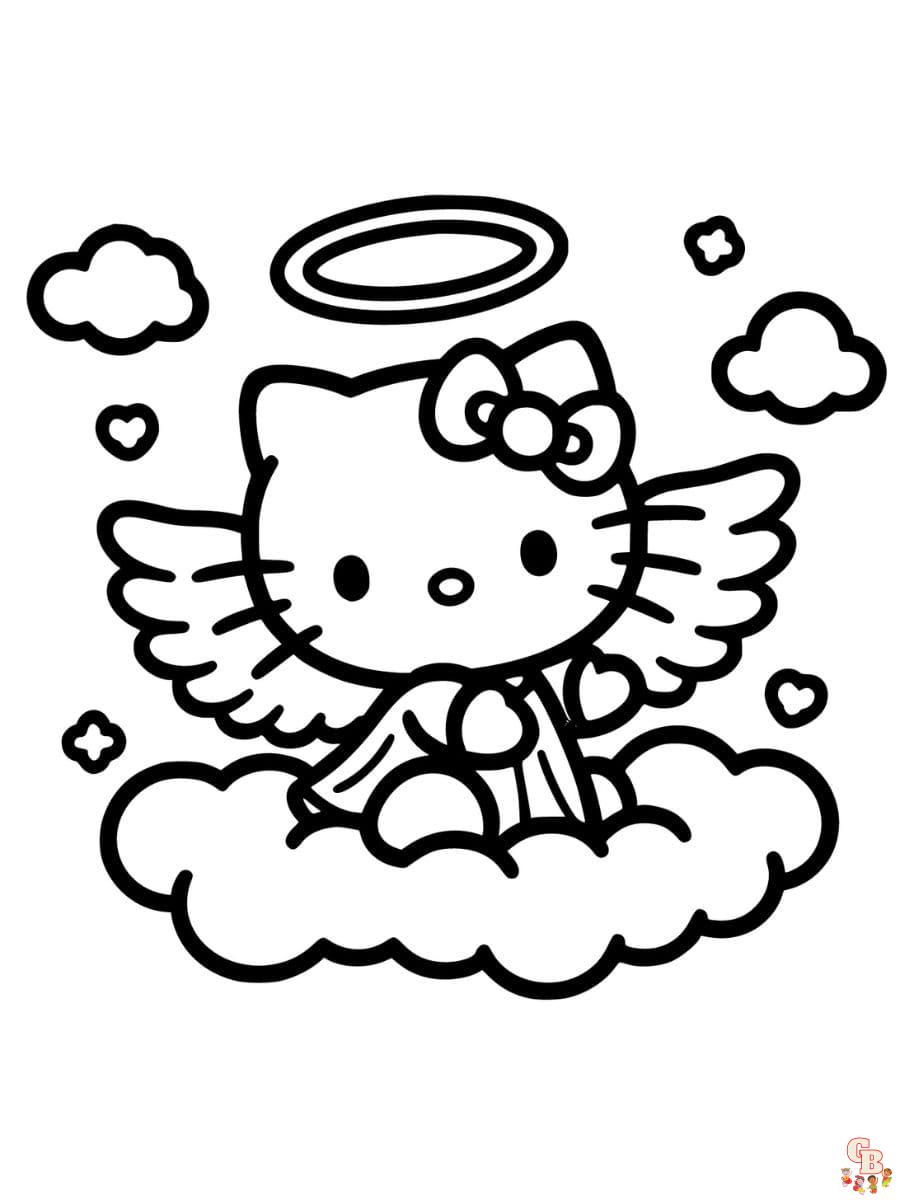 Free hello kitty angel coloring pages easy