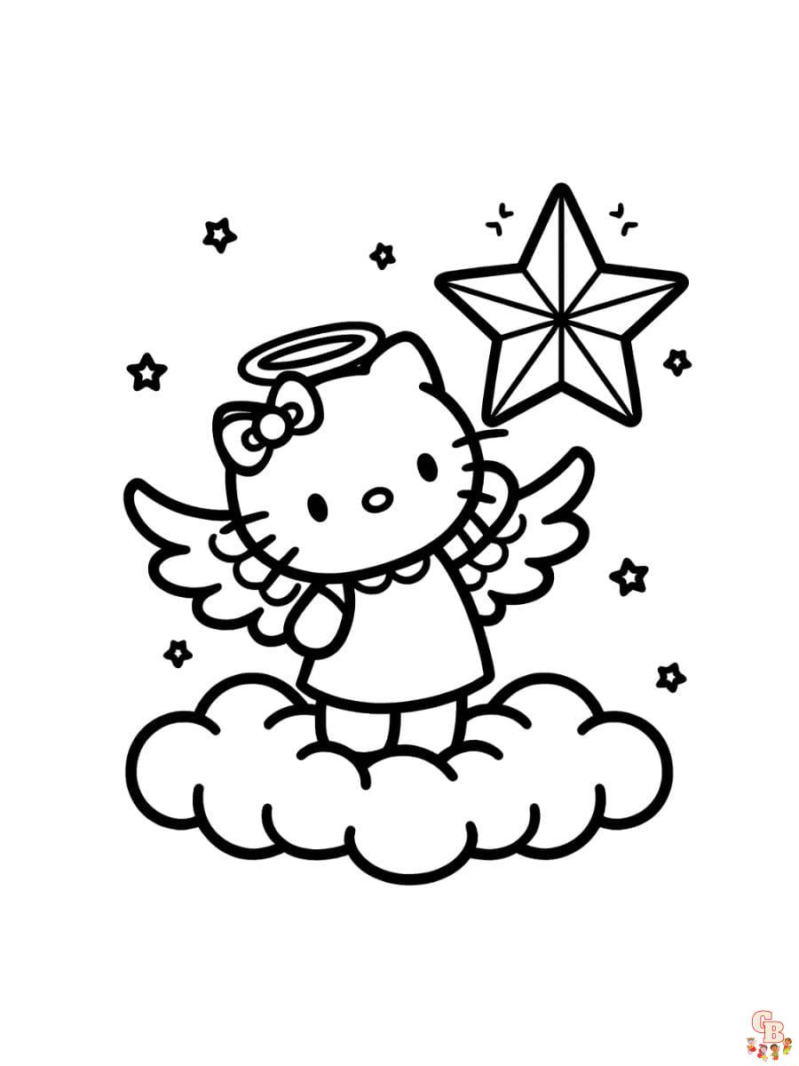Free hello kitty angel coloring pages prinrable easy