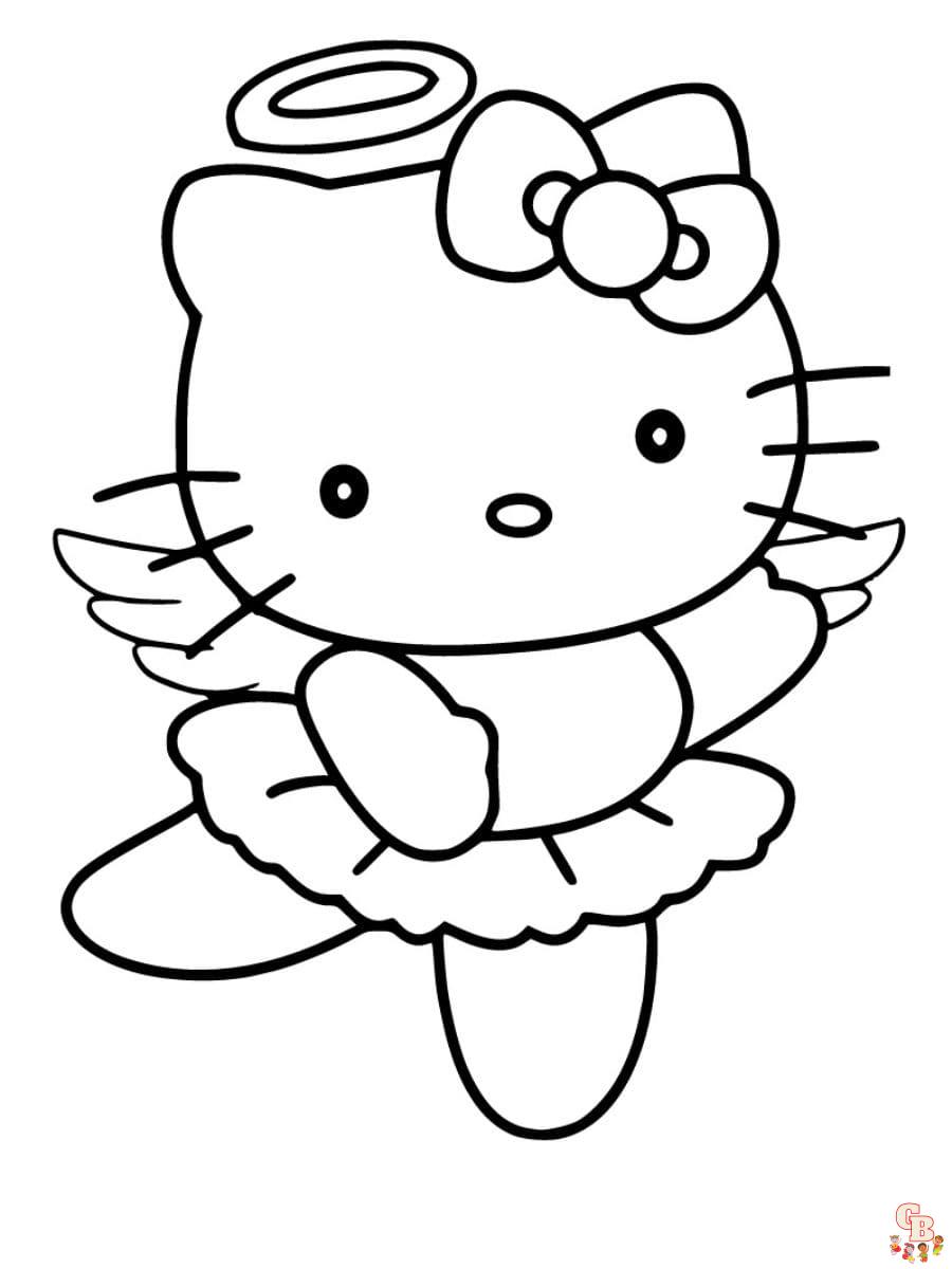Free hello kitty angel coloring pages printable