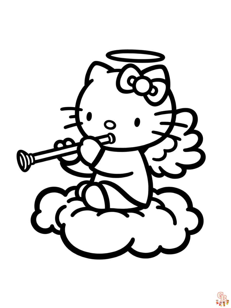 Free hello kitty angel coloring pages simple