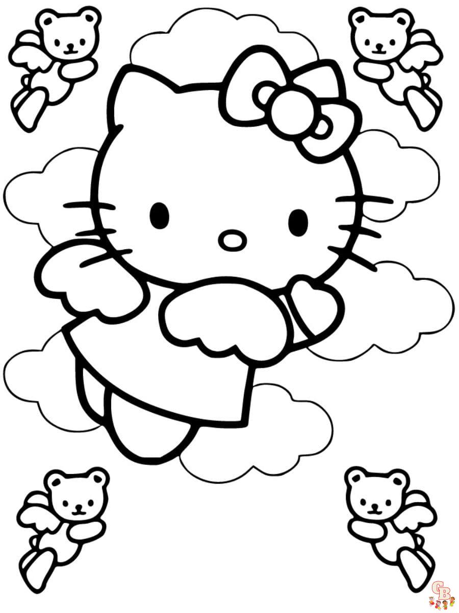 Free hello kitty angel coloring pages