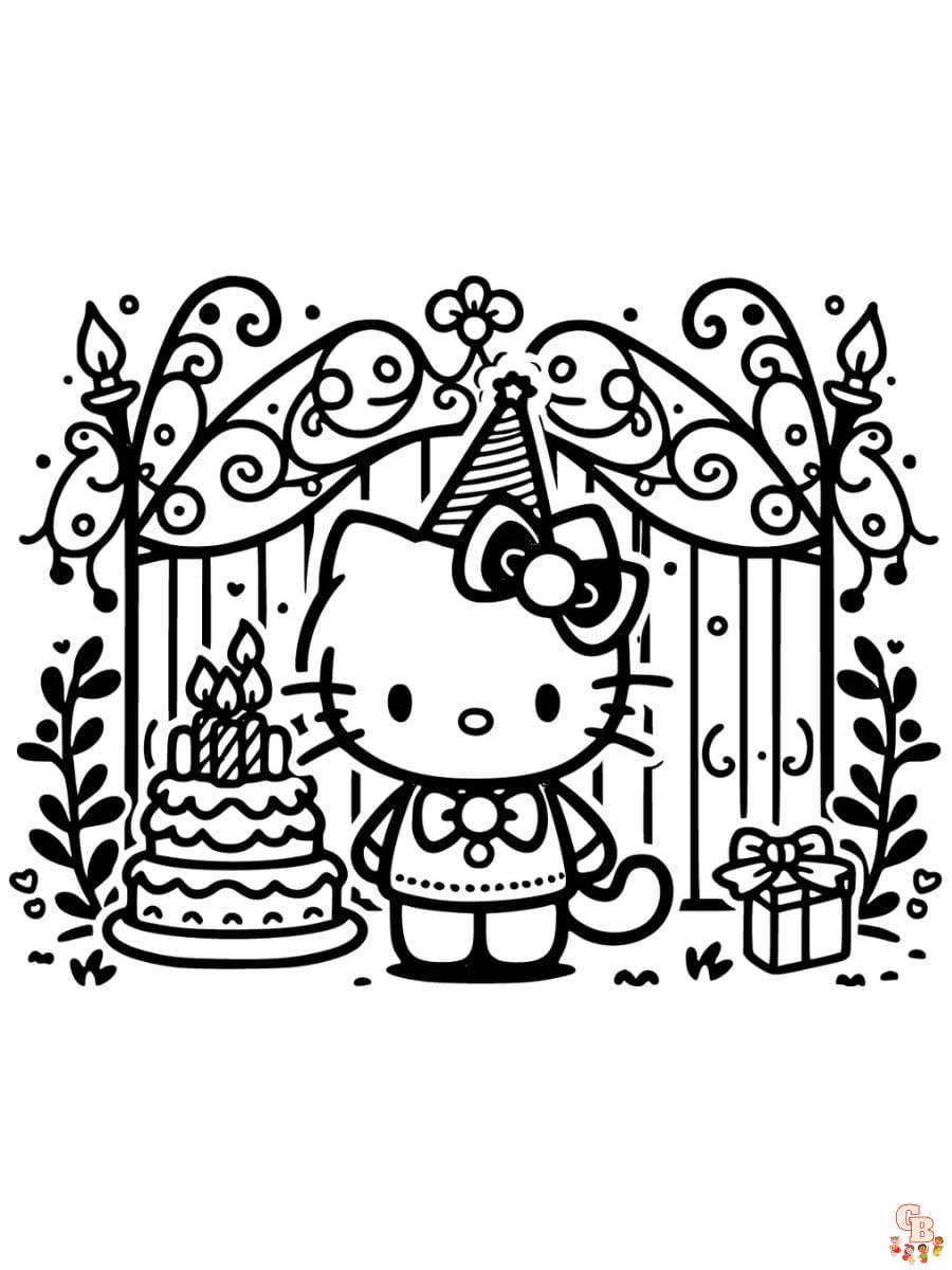 Free hello kitty birthday coloring pages
