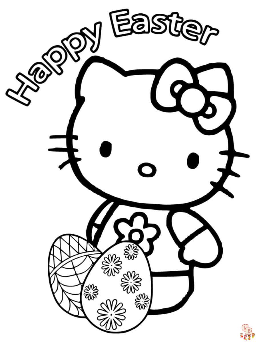 Free hello kitty easter coloring pages