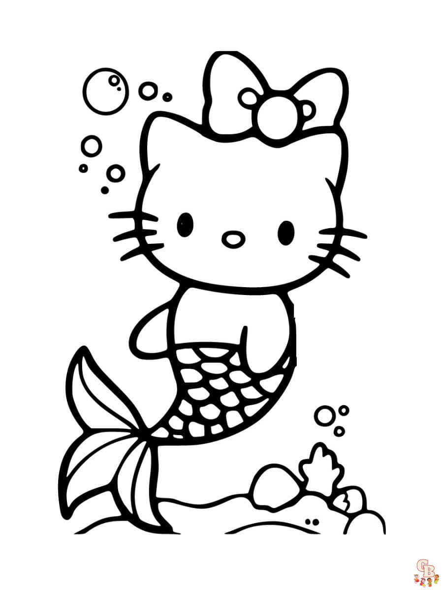 Free hello kitty mermaid coloring pages
