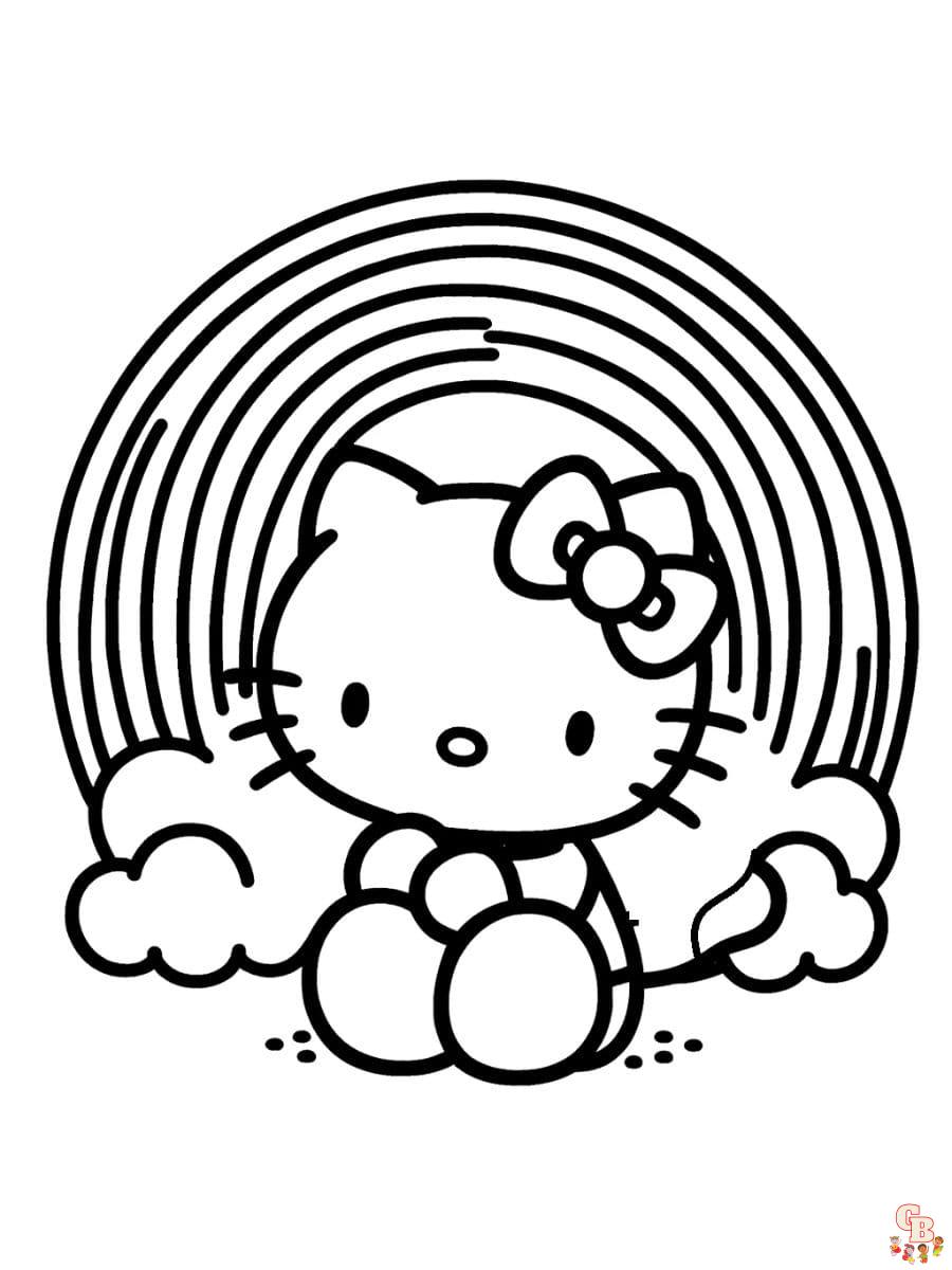 Free hello kitty rainbow coloring pages easy