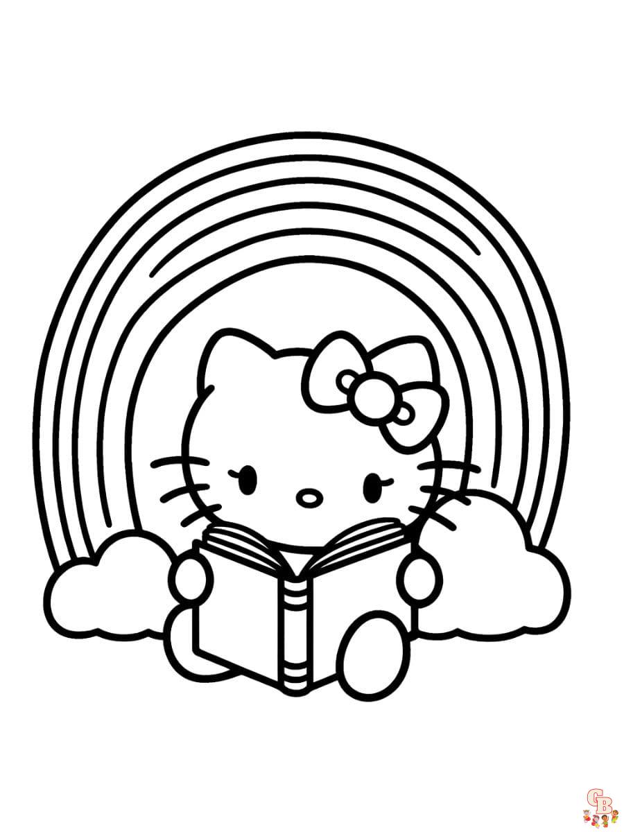 Free hello kitty rainbow coloring pages printable