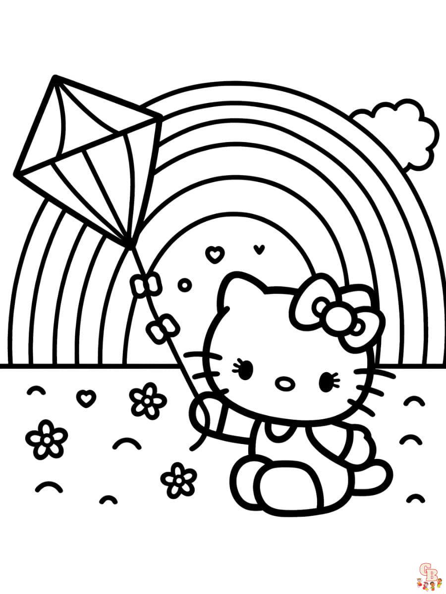 Free hello kitty rainbow coloring pages