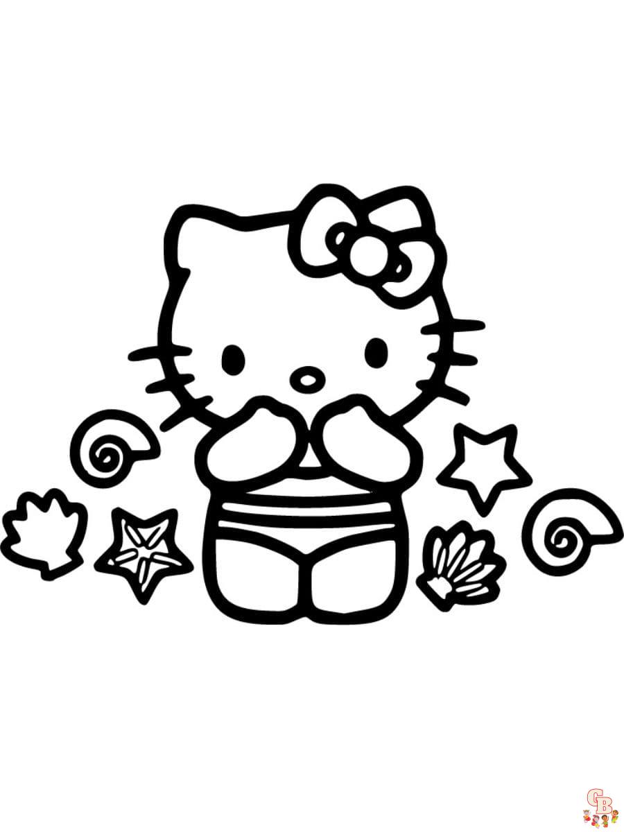 Free hello kitty summer coloring pages printable