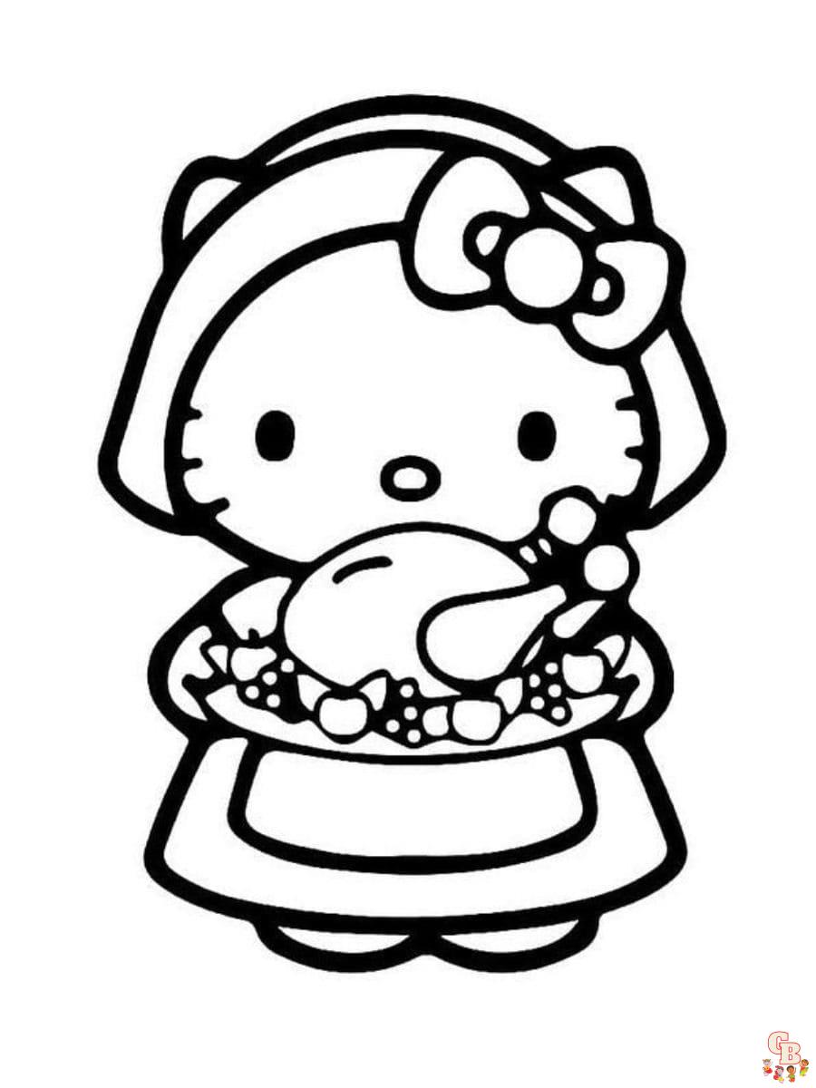 Free hello kitty thanksgiving coloring pages