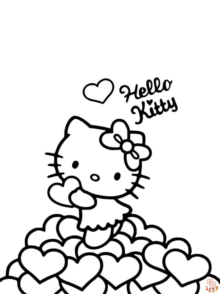 Free hello kitty valentines coloring pages